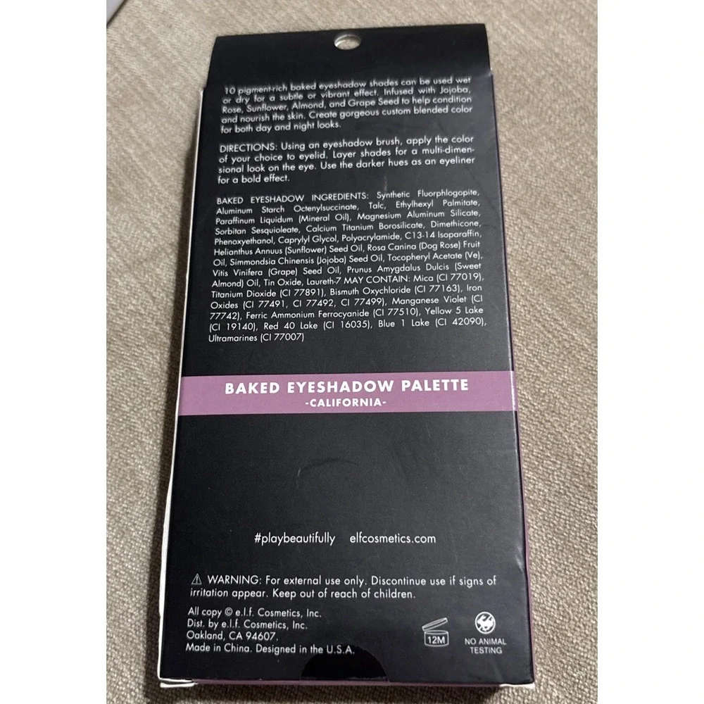 E.L.F. Baked Eyeshadow Palette #85132 CALIFORNIA ~ 10 Shades